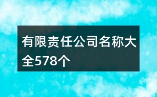 有限責任公司名稱大全578個