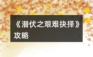 《潛伏之艱難抉擇》攻略