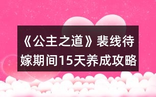 《公主之道》裴線待嫁期間15天養(yǎng)成攻略