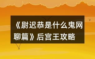 《尉遲恭是什么鬼：網(wǎng)聊篇》后宮王攻略