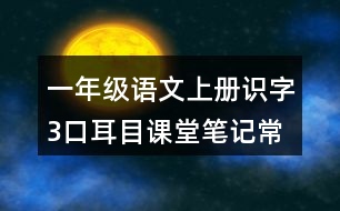 一年級(jí)語(yǔ)文上冊(cè)識(shí)字3口耳目課堂筆記常見(jiàn)多音字