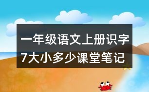 一年級(jí)語文上冊(cè)識(shí)字7大小多少課堂筆記近義詞反義詞