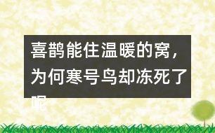 喜鵲能住溫暖的窩，為何寒號(hào)鳥卻凍死了呢？