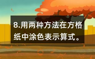 8.用兩種方法在方格紙中涂色表示算式。