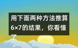 用下面兩種方法推算6×7的結(jié)果，你看懂了嗎？說(shuō)一說(shuō)，填一填。