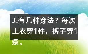 3.有幾種穿法？每次上衣穿1件，褲子穿1條。