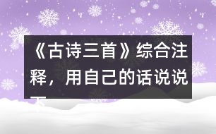 《古詩三首》綜合注釋，用自己的話說說下面詩句的意思。