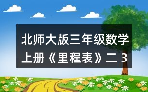 北師大版三年級數(shù)學上冊《里程表》（二） 3.淘氣一家開車去古都旅游。他家距古都1000千米，第一天行駛255千米，第二天行駛240千米，第三天行駛305千米。 (1) 三天共行駛多少千米? (2) 還