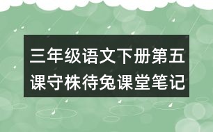 三年級(jí)語文下冊(cè)第五課守株待兔課堂筆記及翻譯