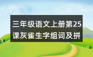 三年級(jí)語文上冊(cè)第25課灰雀生字組詞及拼音