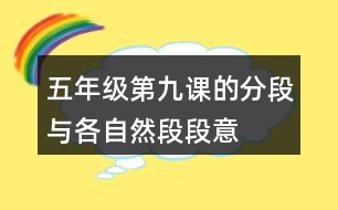 五年級第九課的分段與各自然段段意