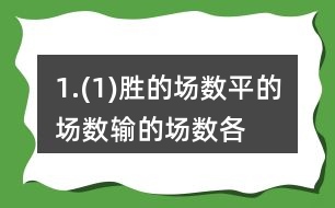 1.(1)勝的場(chǎng)數(shù)、平的場(chǎng)數(shù)、輸?shù)膱?chǎng)數(shù)各占總場(chǎng)數(shù)的幾分之幾? (2)用最簡(jiǎn)分?jǐn)?shù)表示，說一說你是怎樣約分的。 (3)請(qǐng)你再舉一個(gè)例子說明約分的過程，并與同伴交流。