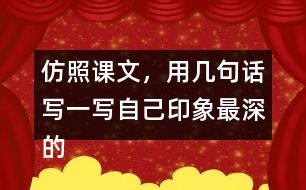 仿照課文，用幾句話寫一寫自己印象最深的某個景致。