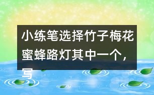 小練筆：選擇竹子梅花蜜蜂路燈其中一個，寫一段話