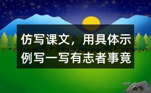 仿寫課文，用具體示例寫一寫“有志者事竟成，玩也能玩出名堂”