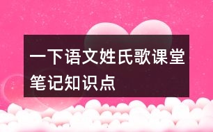 一下語文姓氏歌課堂筆記知識點