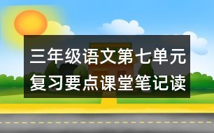 三年級語文第七單元復(fù)習(xí)要點課堂筆記讀寫提示