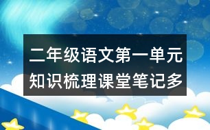 二年級語文第一單元知識梳理課堂筆記多音字