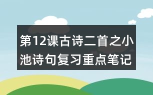 第12課古詩二首之小池詩句復(fù)習(xí)重點筆記