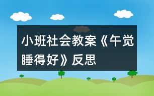 小班社會(huì)教案《午覺睡得好》反思