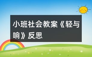 小班社會教案《輕與響》反思