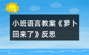 小班語言教案《蘿卜回來了》反思