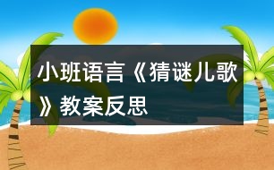 小班語(yǔ)言《猜謎兒歌》教案反思