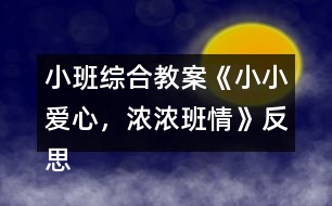 小班綜合教案《小小愛心，濃濃班情》反思