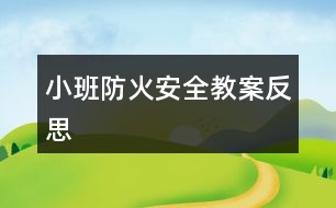 小班防火安全教案反思