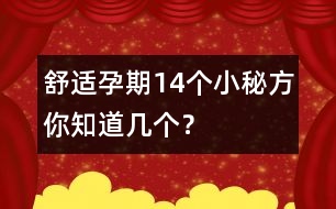 舒適孕期14個(gè)小秘方你知道幾個(gè)？