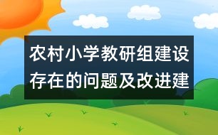 農村小學教研組建設存在的問題及改進建議