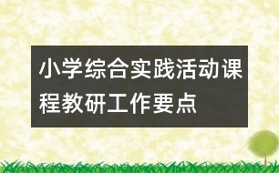 小學綜合實踐活動課程教研工作要點