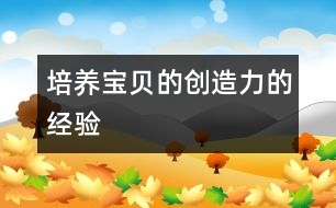 培養(yǎng)寶貝的創(chuàng)造力的經(jīng)驗