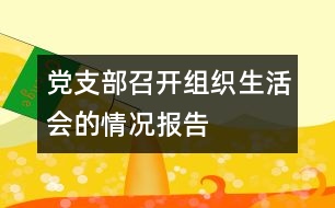 黨支部召開組織生活會的情況報告