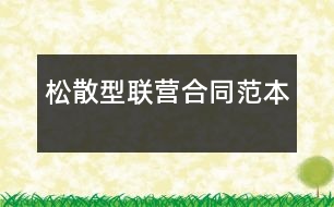 松散型聯(lián)營(yíng)合同范本