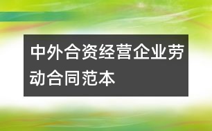 中外合資經(jīng)營企業(yè)勞動合同范本