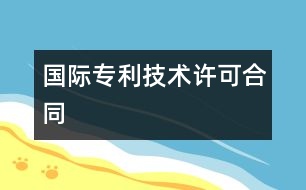 國際專利技術(shù)許可合同