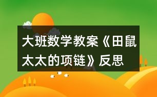 大班數(shù)學教案《田鼠太太的項鏈》反思