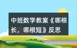 中班數(shù)學教案《哪根長，哪根短》反思