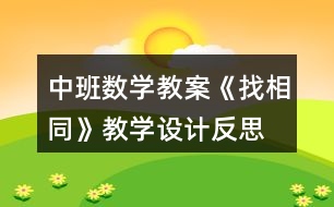 中班數(shù)學(xué)教案《找相同》教學(xué)設(shè)計反思