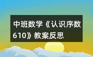 中班數(shù)學(xué)《認(rèn)識序數(shù)610》教案反思