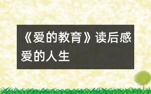 《愛的教育》讀后感——愛的人生