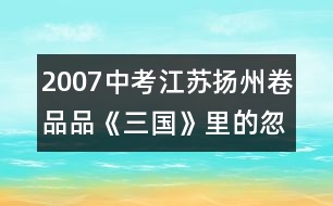 2007中考江蘇揚(yáng)州卷：品品《三國》里的忽略