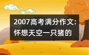 2007高考滿分作文:懷想天空—一只豬的思考（江蘇）