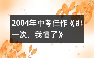 2004年中考佳作《那一次，我懂了》