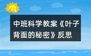 中班科學(xué)教案《葉子背面的秘密》反思