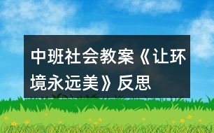 中班社會(huì)教案《讓環(huán)境永遠(yuǎn)美》反思