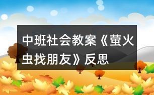 中班社會教案《螢火蟲找朋友》反思