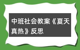 中班社會教案《夏天真熱》反思