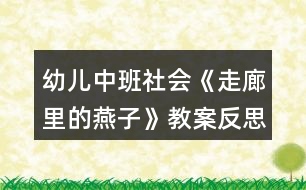 幼兒中班社會《走廊里的燕子》教案反思